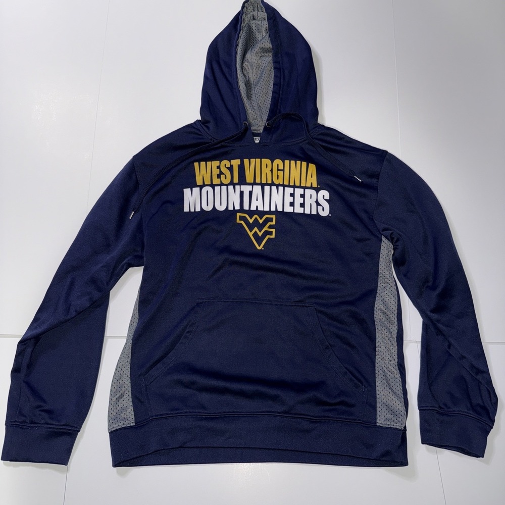 West Virginia Mountaineers Hoodie Men's Medium Navy Blue Majestic Section 101